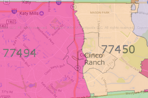 Katy Zip Code Maps | Ameritex Houston Movers | Different Areas in Katy